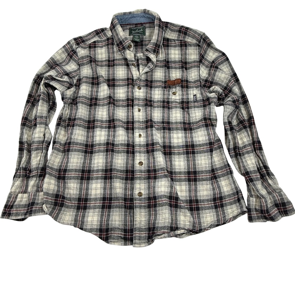 Woolrich Mens L Plaid Flannel Shirt Long Sleeve Button Up Outdoor Casual